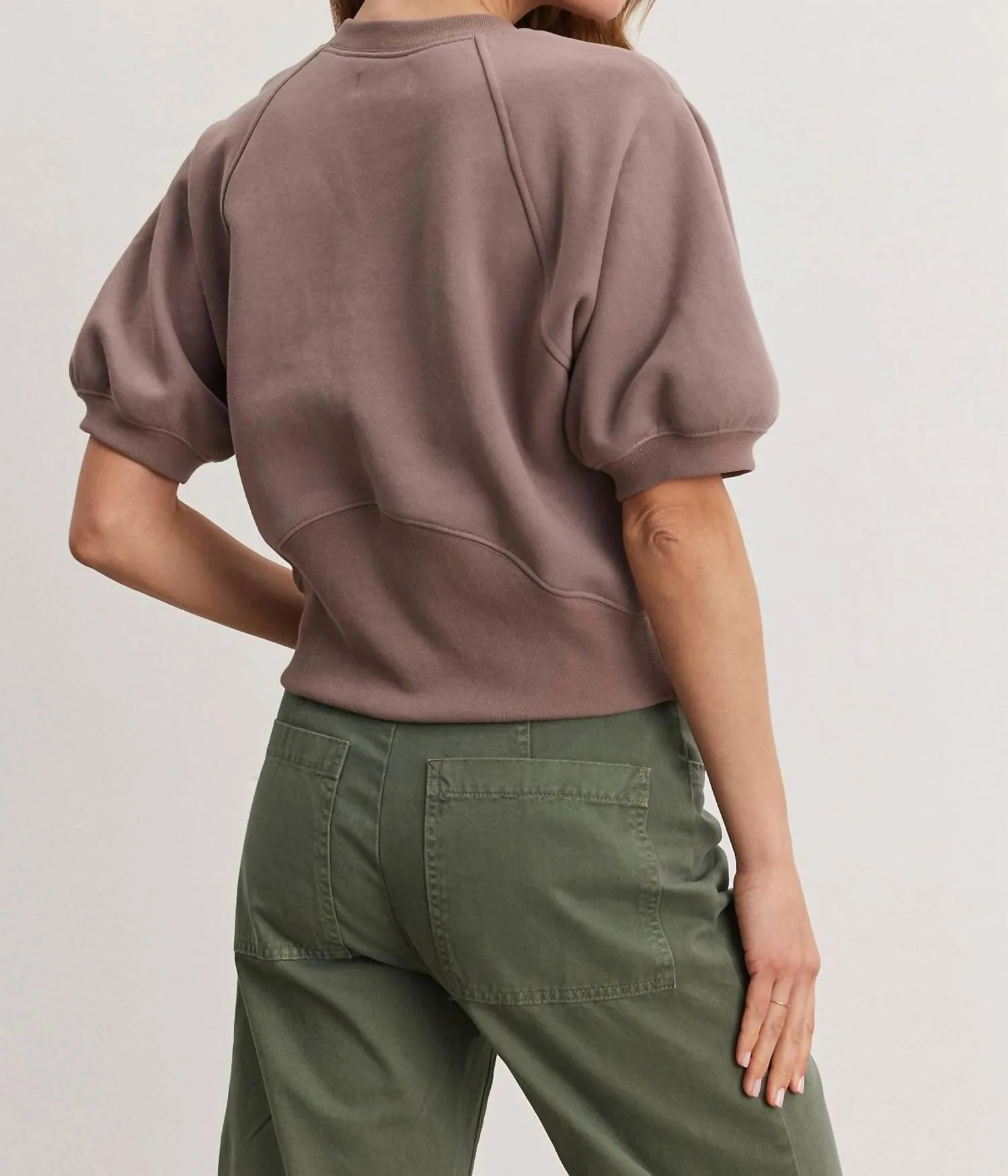 Bernadette Crop Puff Sweatshirt In Minx