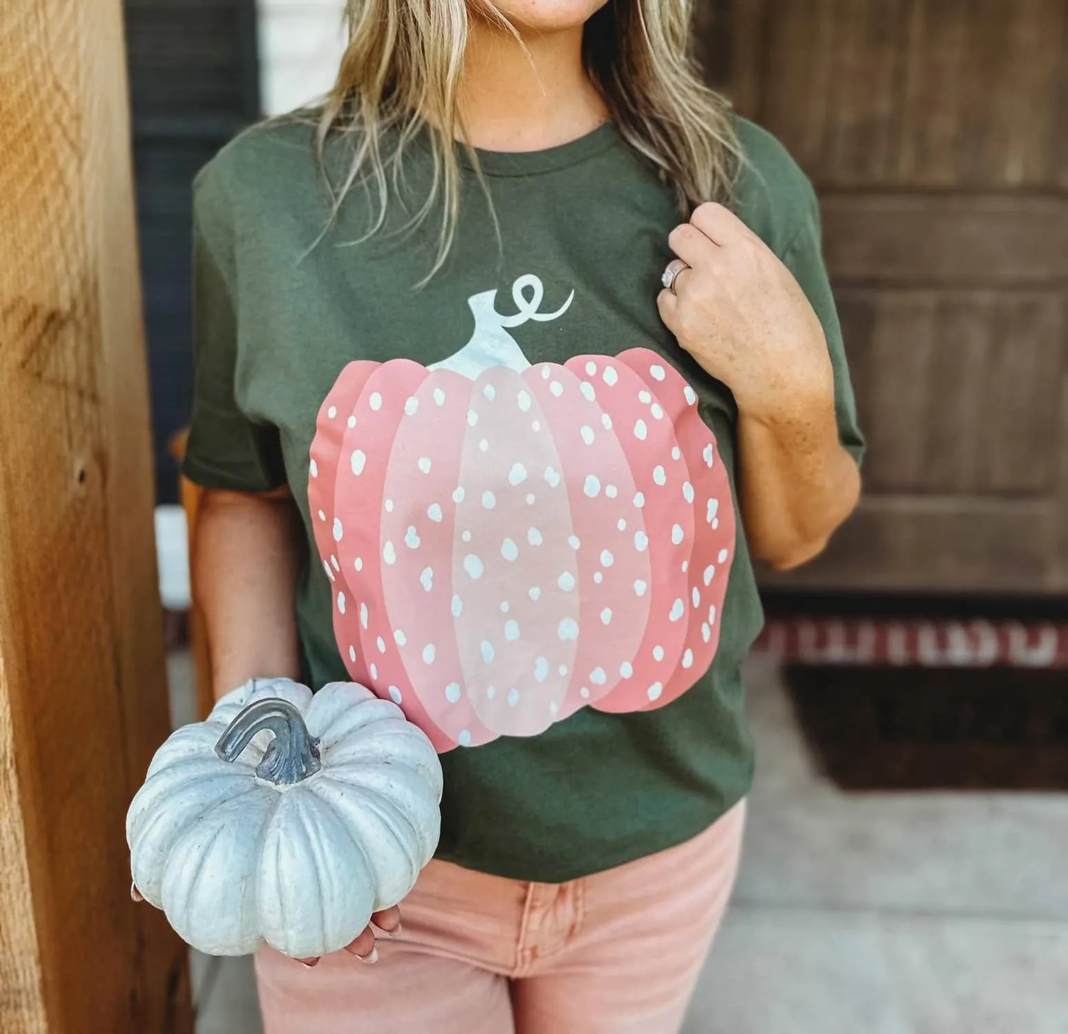 Blush Pumpkin Tee In Green