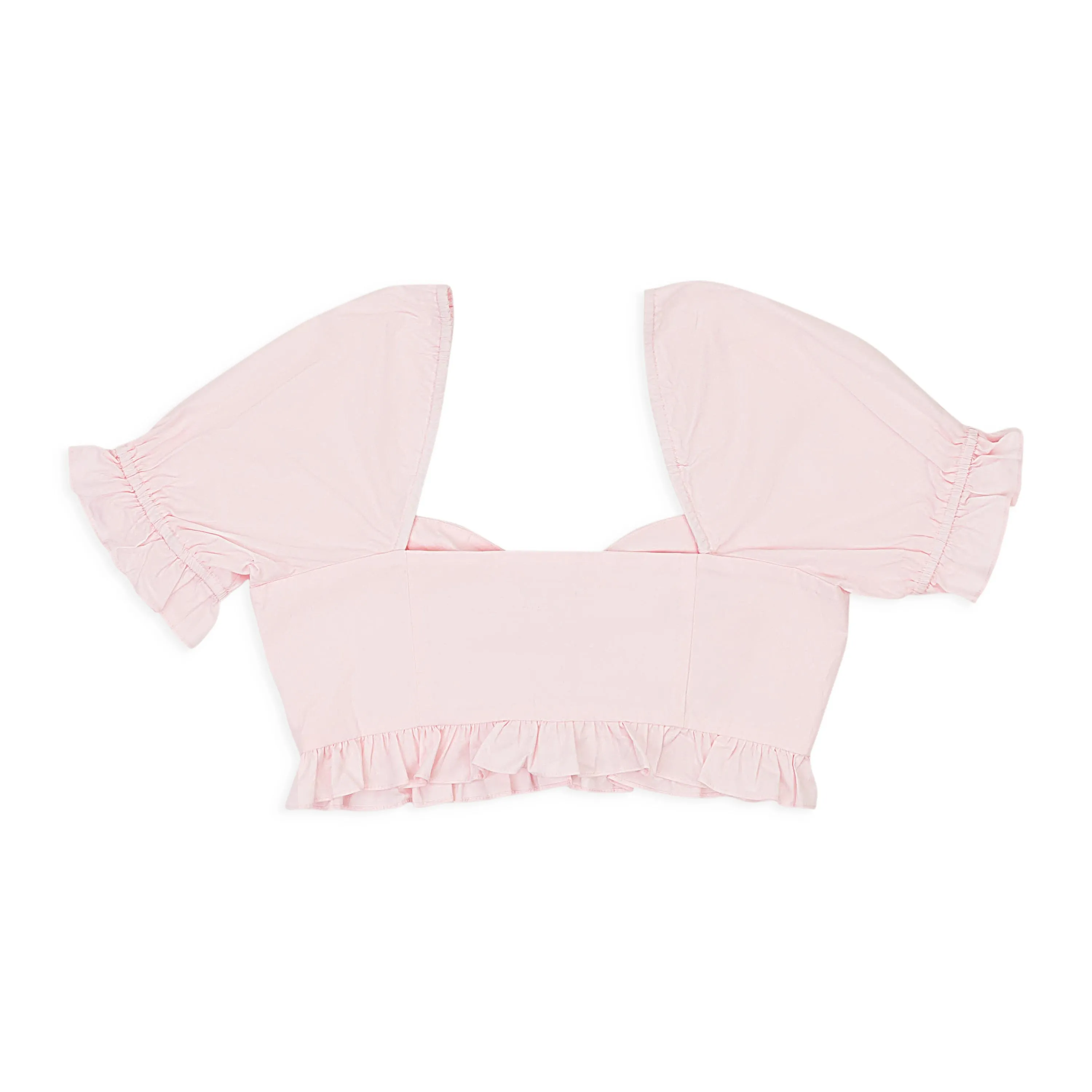 CALLIPYGIAN LACE UP RUFFLE PINK CROP TOP