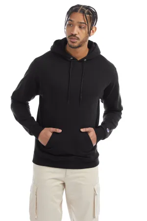 Champion Mens Double Dry Eco Moisture Wicking Fleece Hooded Sweatshirt Hoodie w/ Pouch Pocket - Black