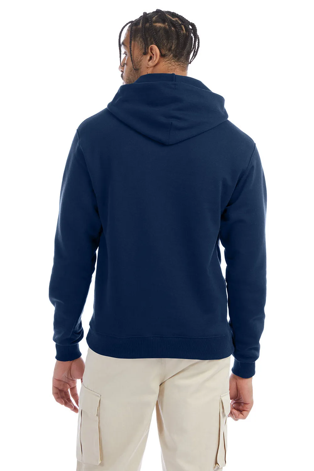 Champion Mens Double Dry Eco Moisture Wicking Fleece Hooded Sweatshirt Hoodie w/ Pouch Pocket - Late Night Blue