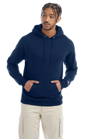 Champion Mens Double Dry Eco Moisture Wicking Fleece Hooded Sweatshirt Hoodie w/ Pouch Pocket - Late Night Blue