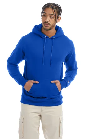 Champion Mens Double Dry Eco Moisture Wicking Fleece Hooded Sweatshirt Hoodie w/ Pouch Pocket - Royal Blue