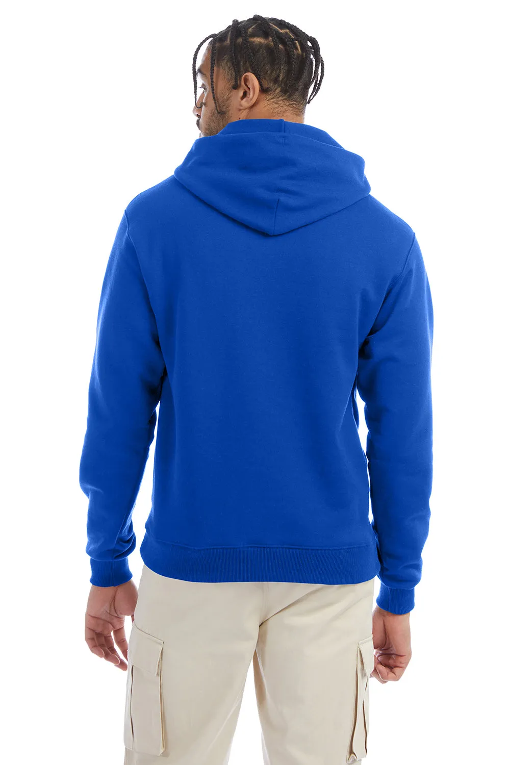 Champion Mens Double Dry Eco Moisture Wicking Fleece Hooded Sweatshirt Hoodie w/ Pouch Pocket - Royal Blue