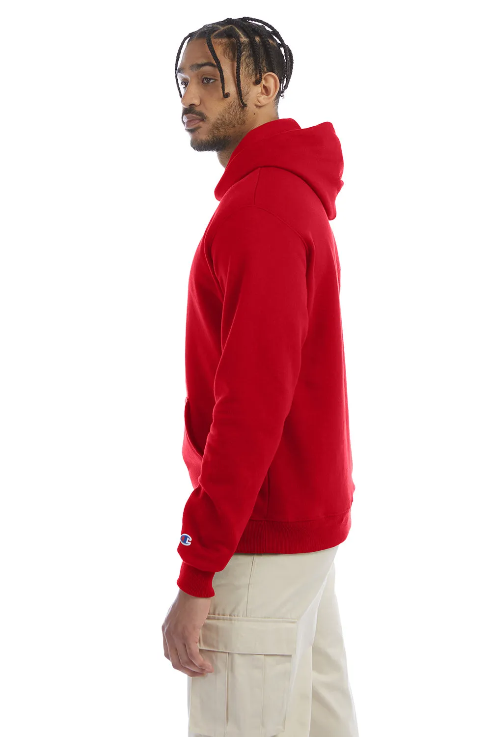 Champion Mens Double Dry Eco Moisture Wicking Fleece Hooded Sweatshirt Hoodie w/ Pouch Pocket - Scarlet Red