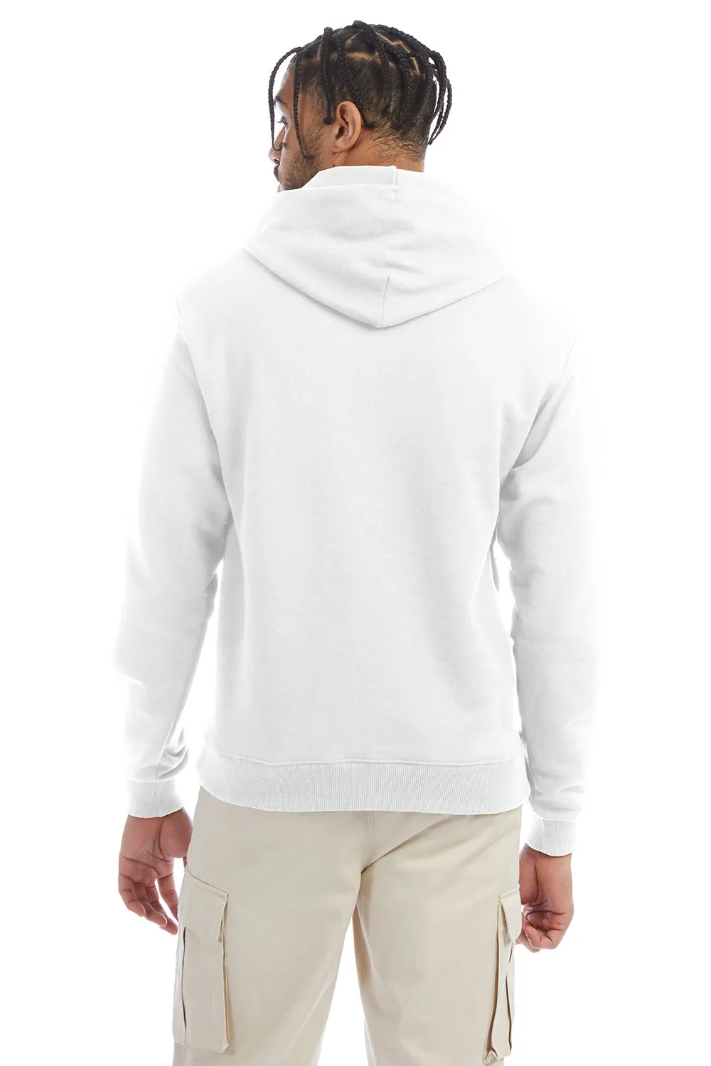 Champion Mens Double Dry Eco Moisture Wicking Fleece Hooded Sweatshirt Hoodie w/ Pouch Pocket - White
