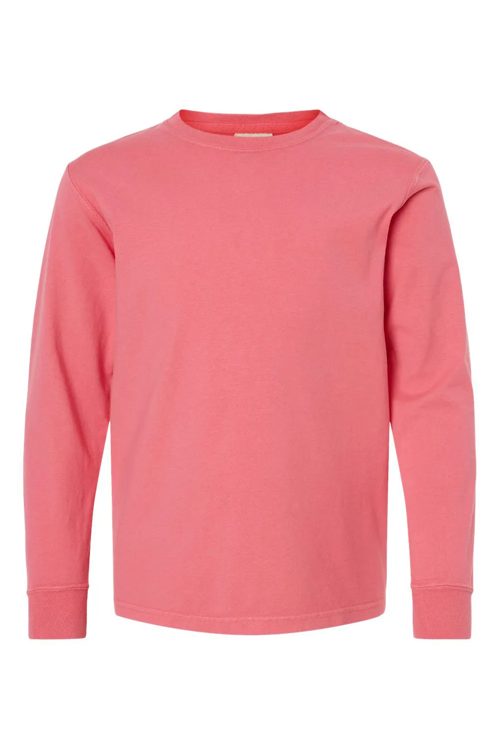 ComfortWash By Hanes Youth Garment Dyed Long Sleeve Crewneck T-Shirt - Coral Craze