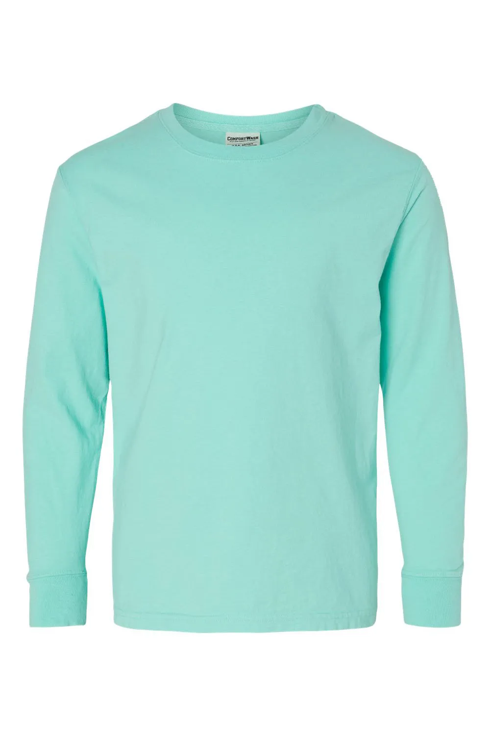 ComfortWash By Hanes Youth Garment Dyed Long Sleeve Crewneck T-Shirt - Mint