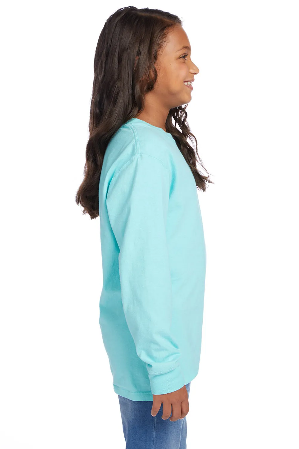 ComfortWash By Hanes Youth Garment Dyed Long Sleeve Crewneck T-Shirt - Mint