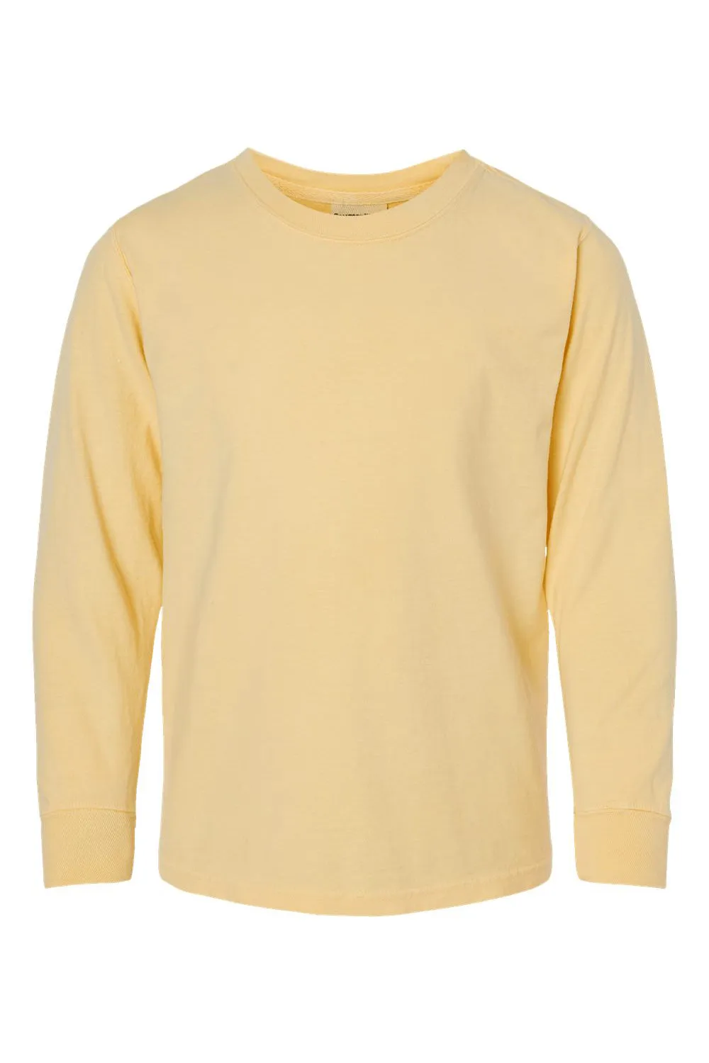 ComfortWash By Hanes Youth Garment Dyed Long Sleeve Crewneck T-Shirt - Summer Squash Yellow