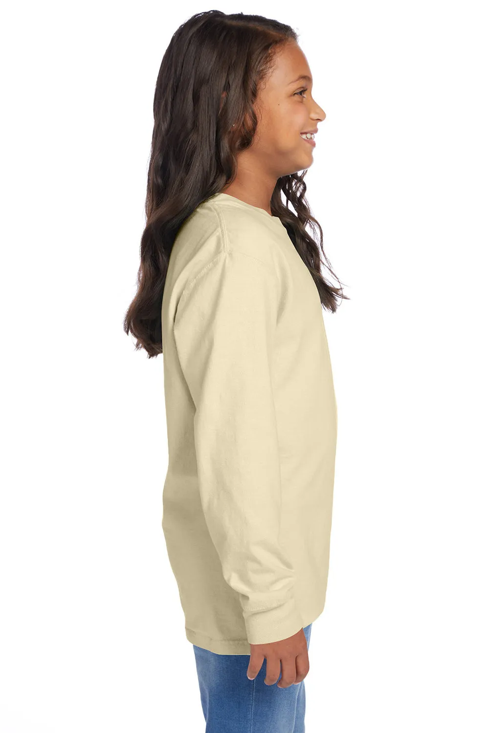 ComfortWash By Hanes Youth Garment Dyed Long Sleeve Crewneck T-Shirt - Summer Squash Yellow