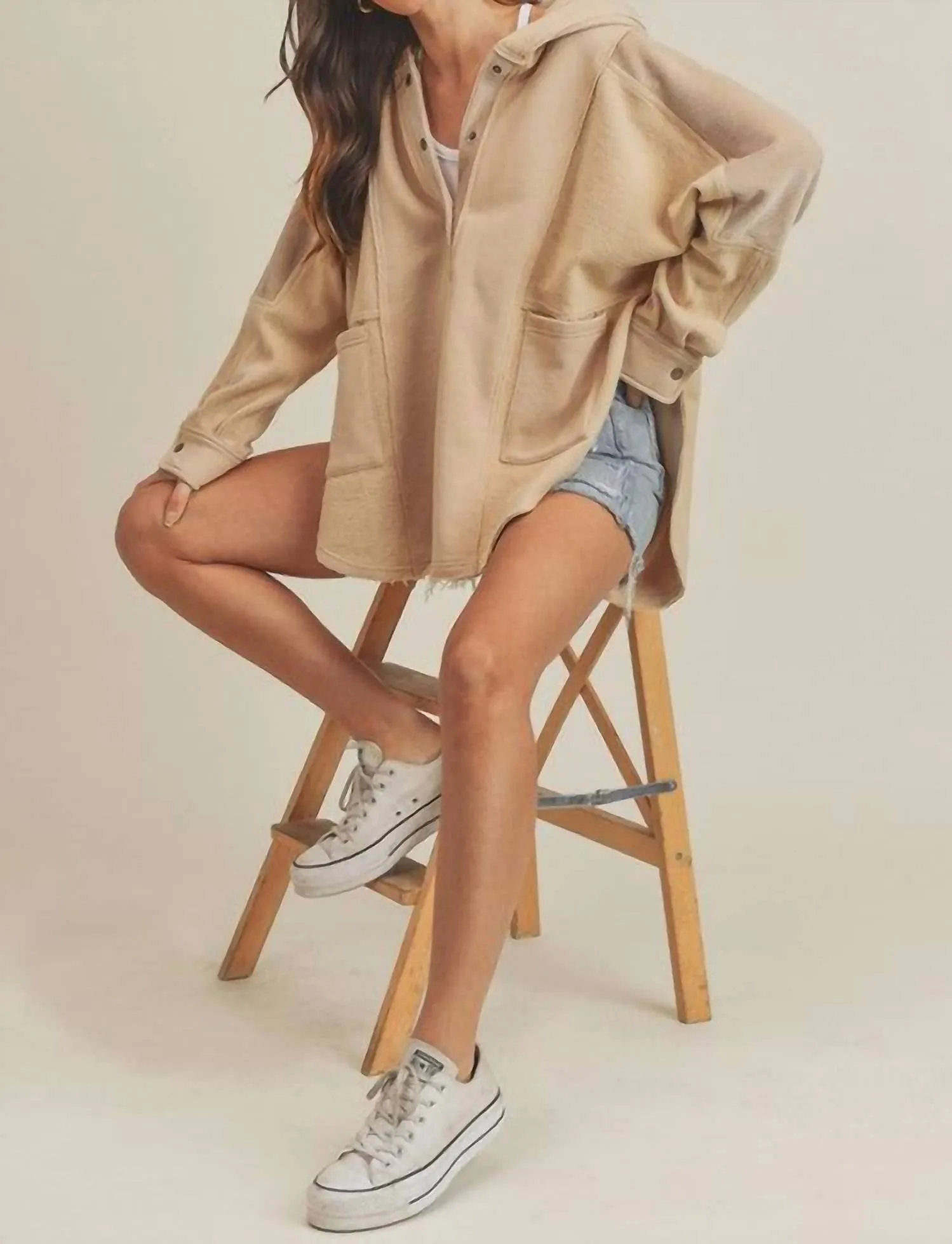 Corduroy Contrast Pullover In Oat