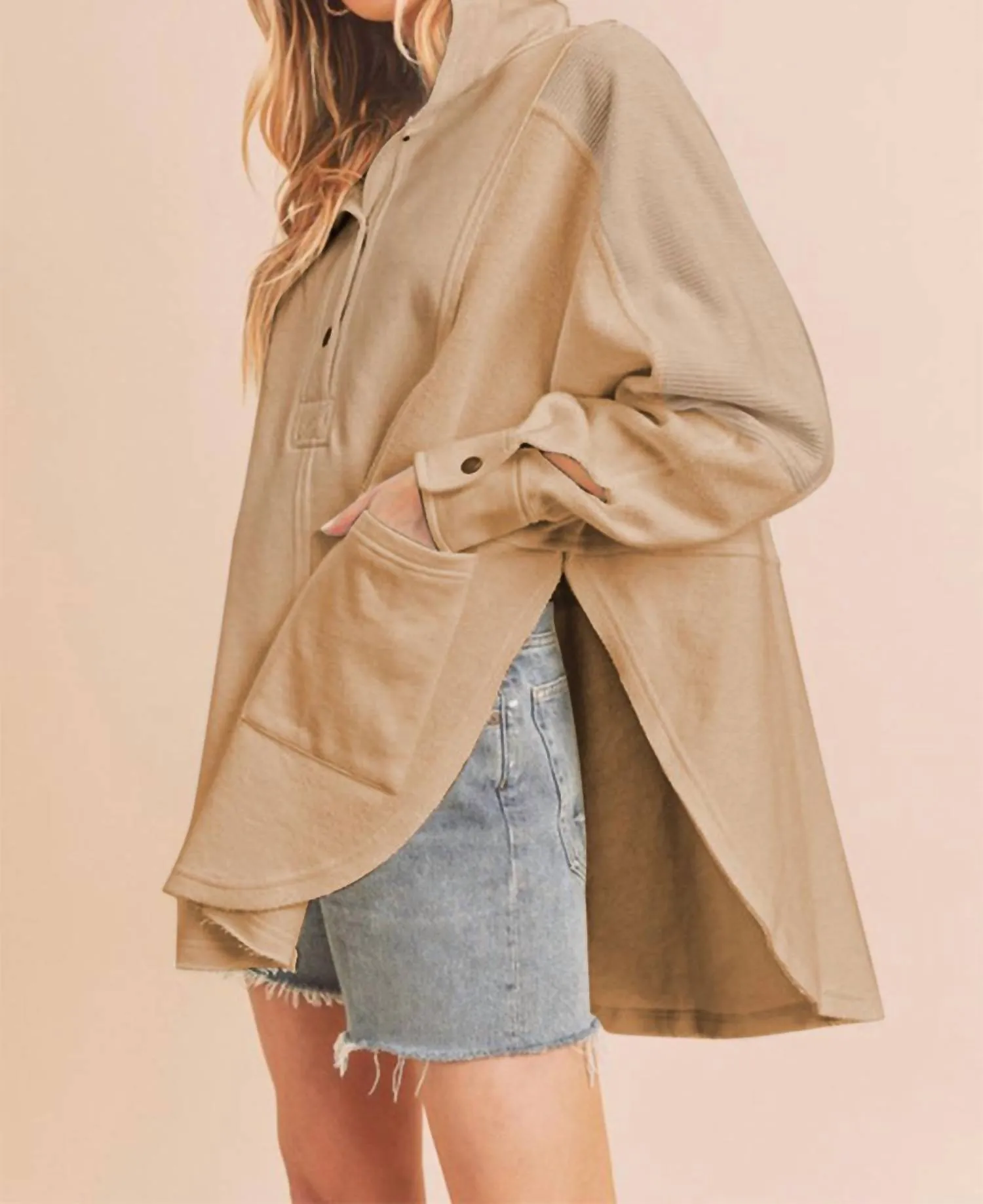 Corduroy Contrast Pullover In Oat