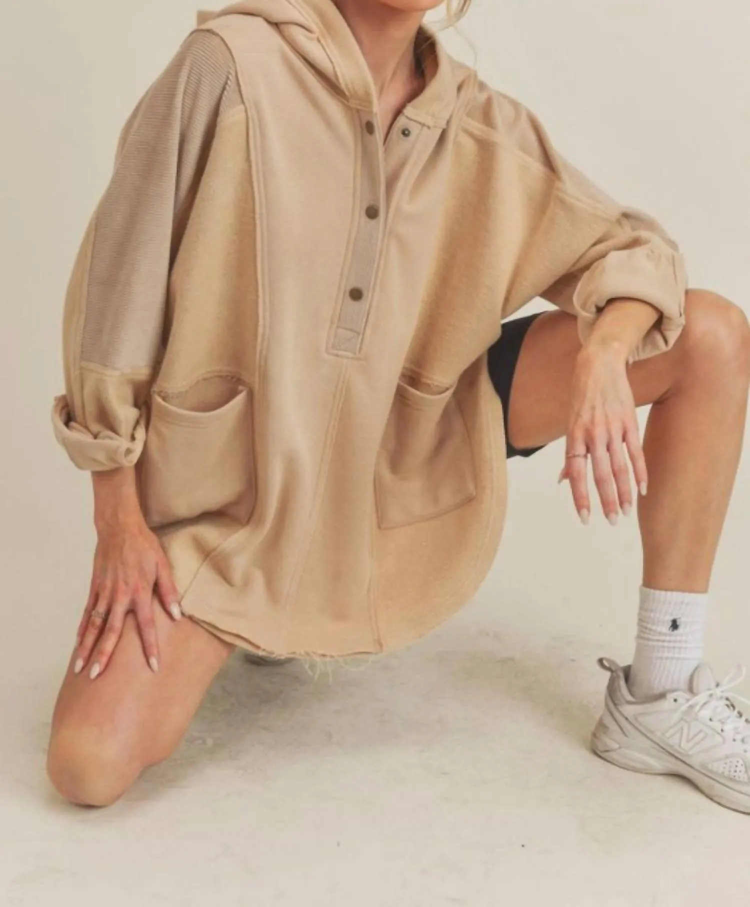 Corduroy Contrast Pullover In Oat