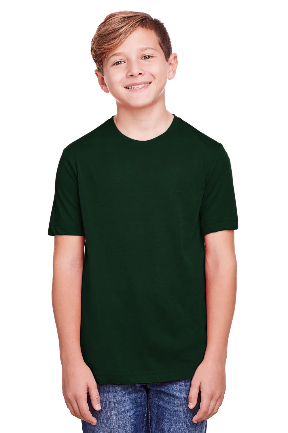 Core 365 Youth Fusion ChromaSoft Performance Moisture Wicking Short Sleeve Crewneck T-Shirt - Forest Green