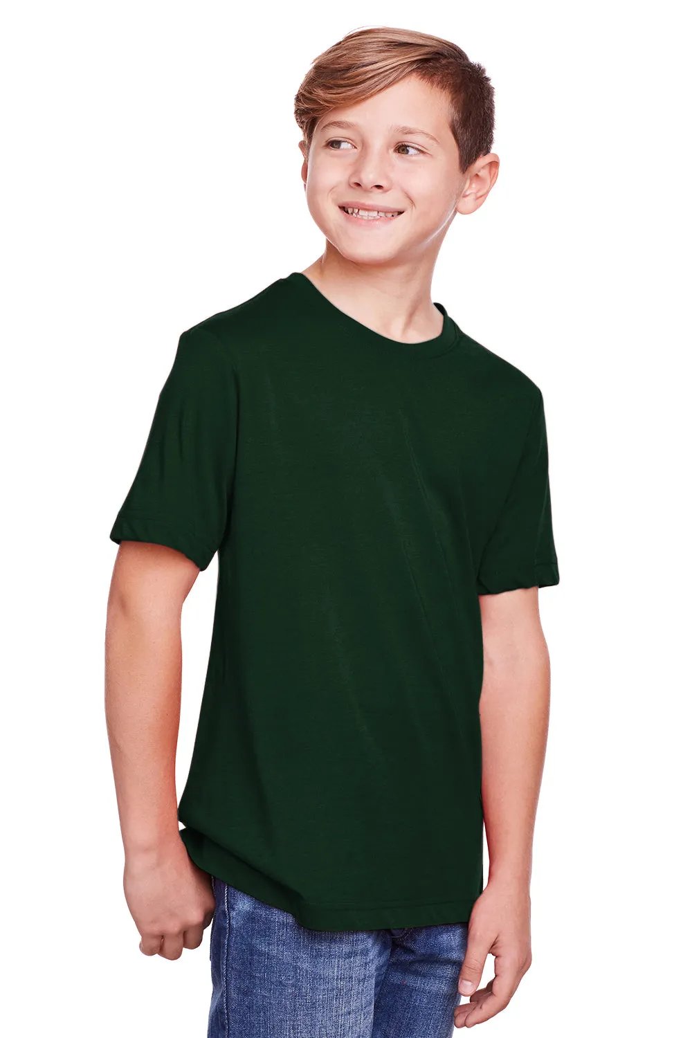 Core 365 Youth Fusion ChromaSoft Performance Moisture Wicking Short Sleeve Crewneck T-Shirt - Forest Green
