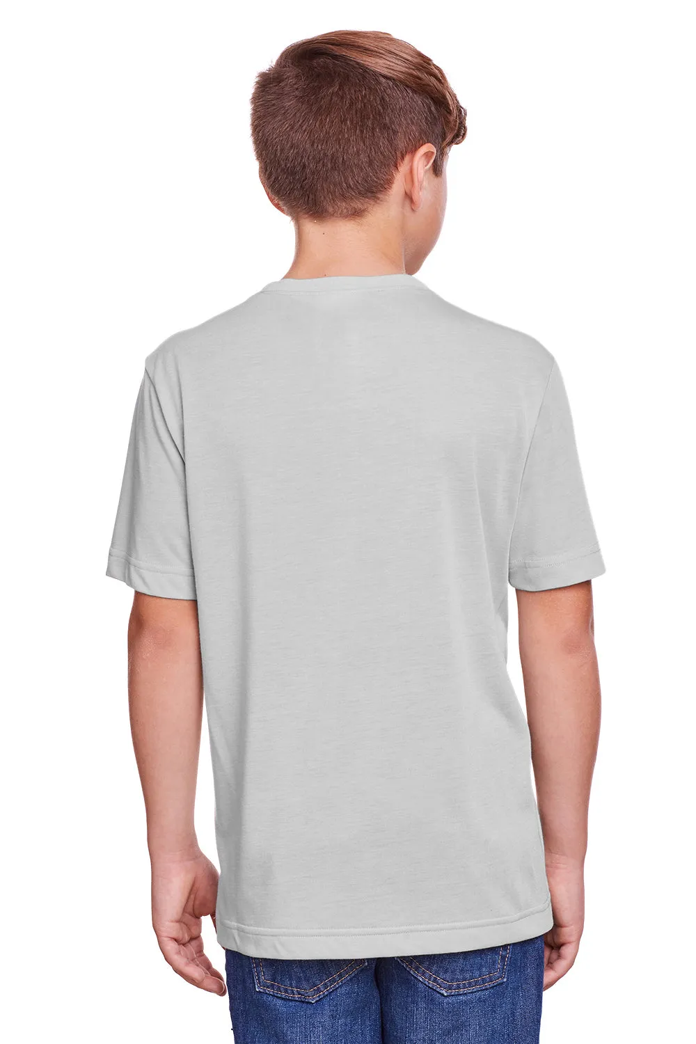 Core 365 Youth Fusion ChromaSoft Performance Moisture Wicking Short Sleeve Crewneck T-Shirt - Platinum Grey
