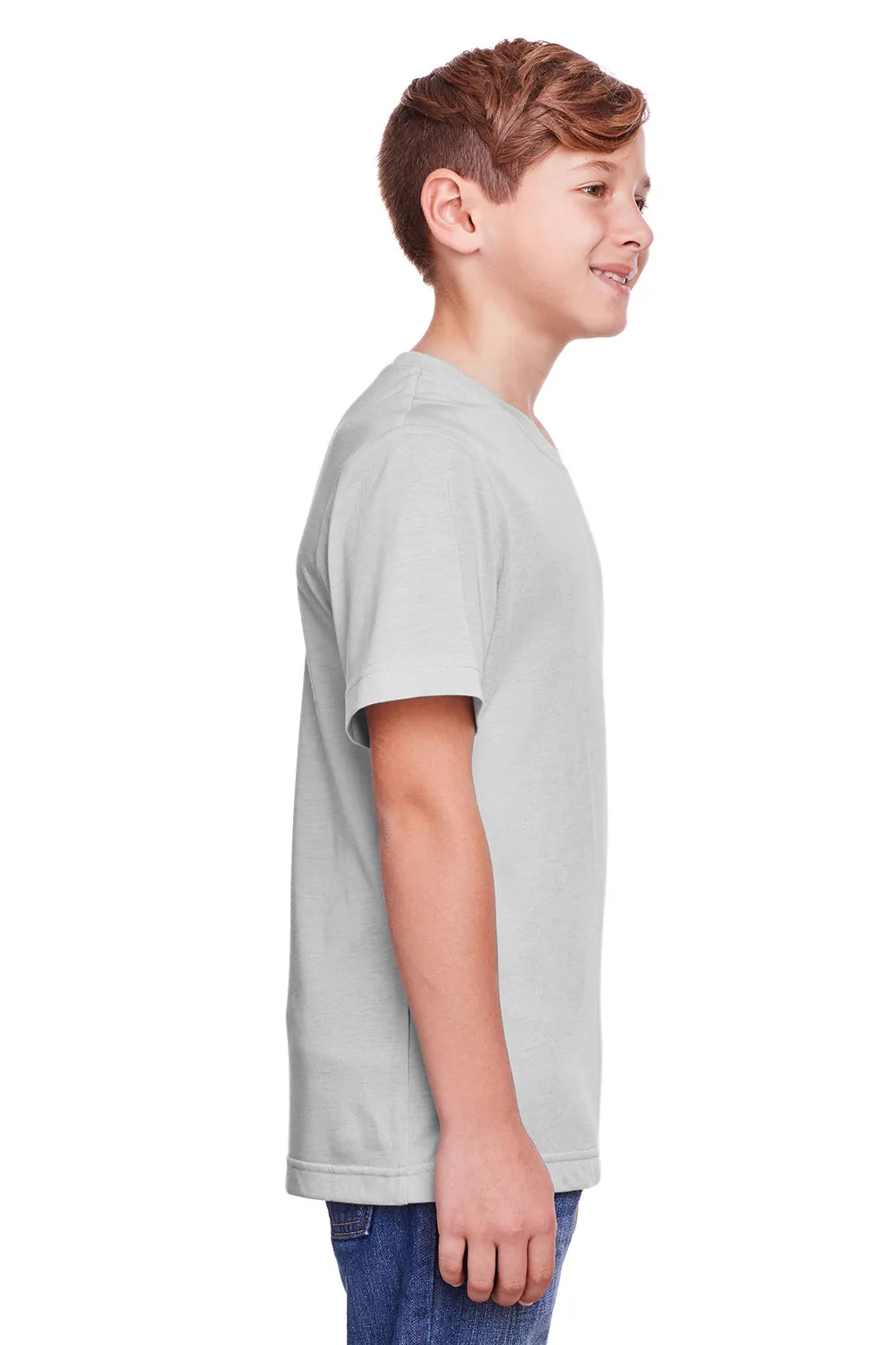 Core 365 Youth Fusion ChromaSoft Performance Moisture Wicking Short Sleeve Crewneck T-Shirt - Platinum Grey