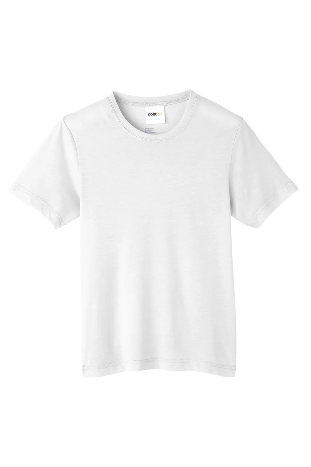 Core 365 Youth Fusion ChromaSoft Performance Moisture Wicking Short Sleeve Crewneck T-Shirt - White
