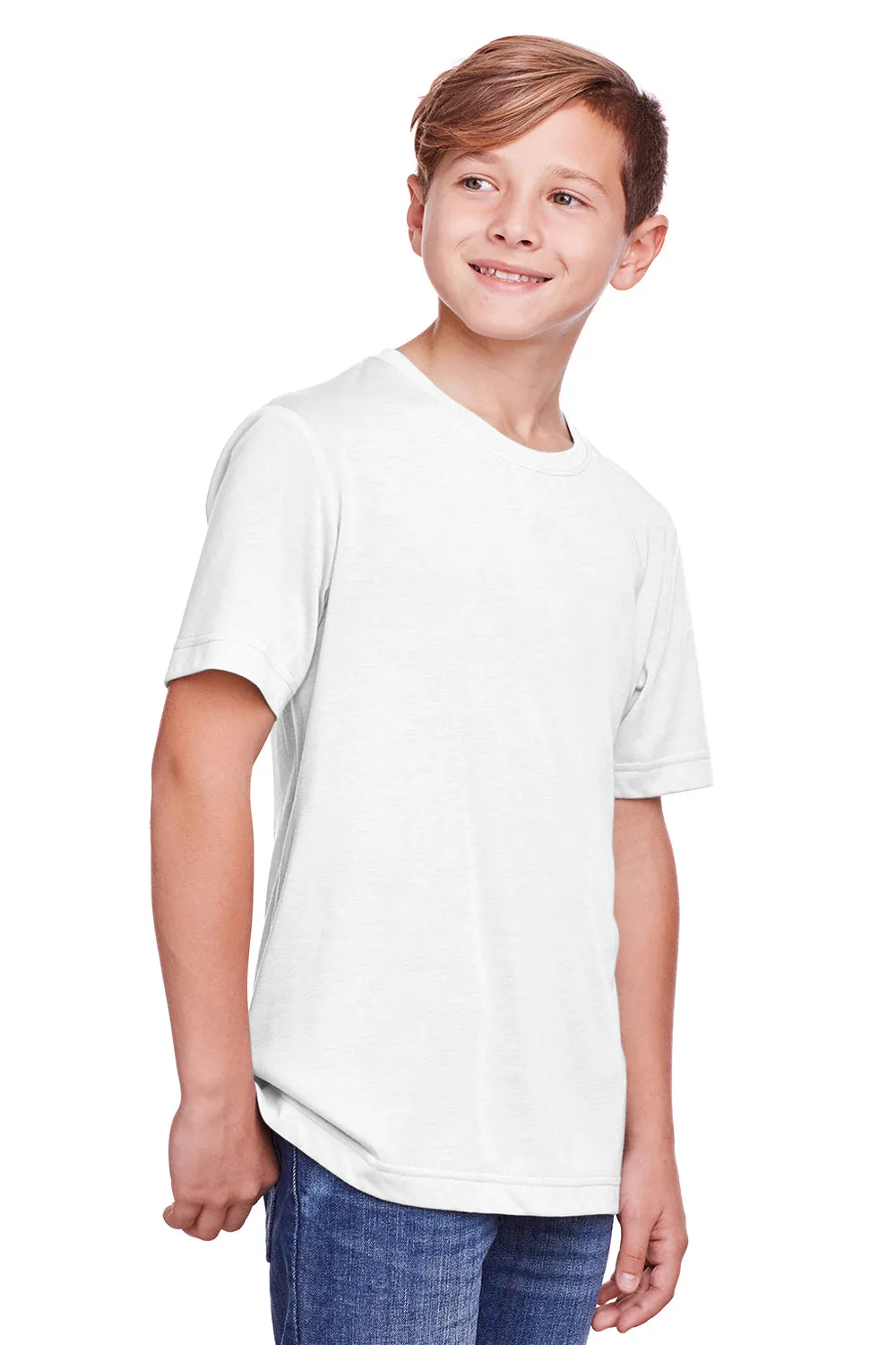 Core 365 Youth Fusion ChromaSoft Performance Moisture Wicking Short Sleeve Crewneck T-Shirt - White