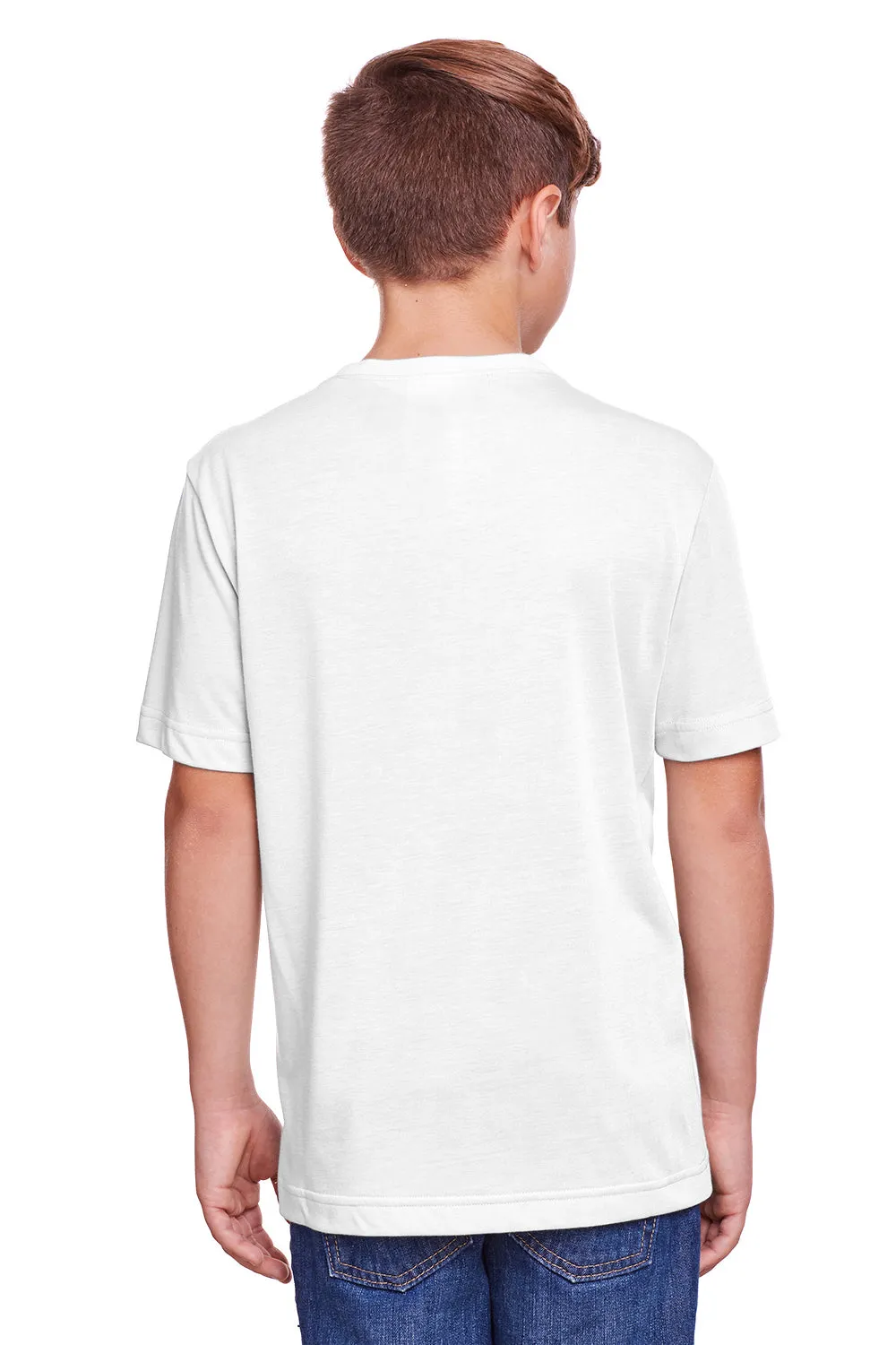 Core 365 Youth Fusion ChromaSoft Performance Moisture Wicking Short Sleeve Crewneck T-Shirt - White