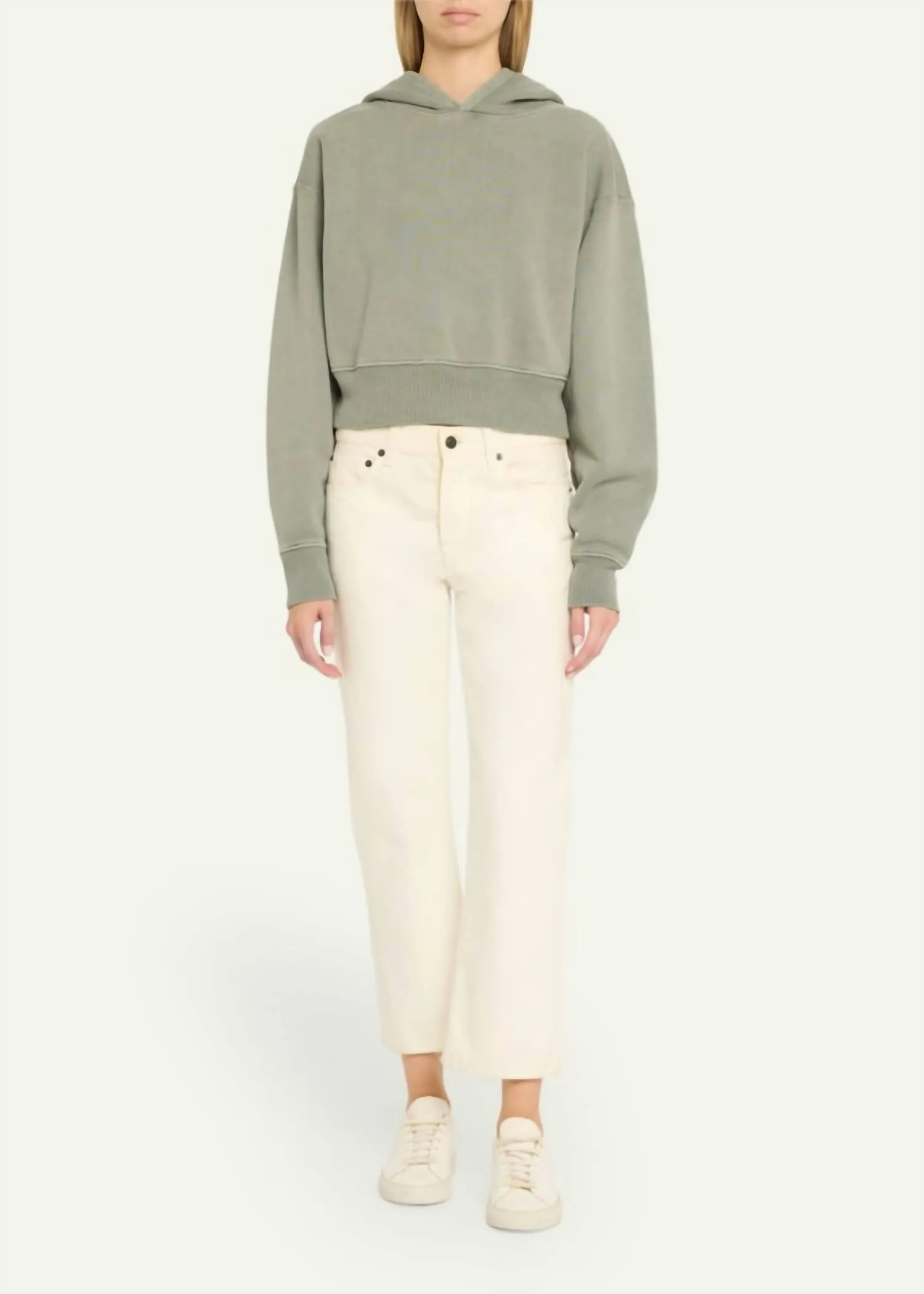 Crop Hoodie In Shadow Green