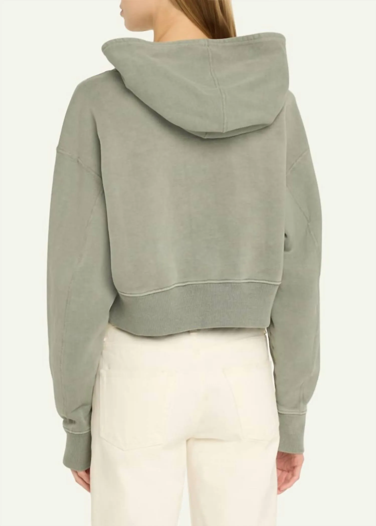 Crop Hoodie In Shadow Green