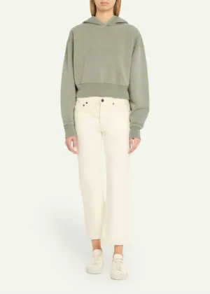 Crop Hoodie In Shadow Green
