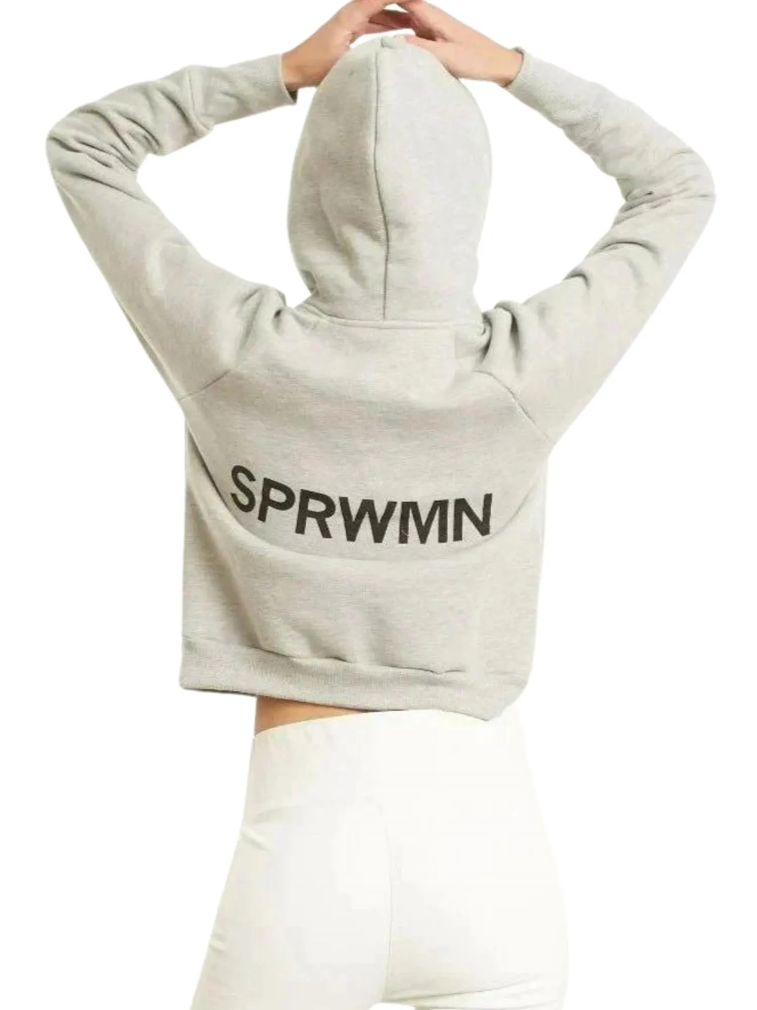 Cropped Hoodie In Heather Grey