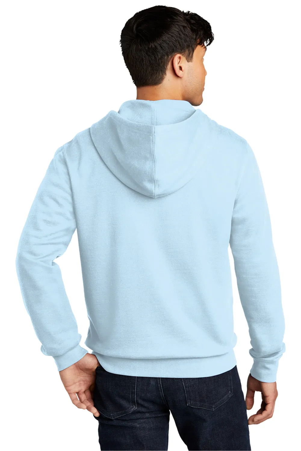 District Mens Very Important Fleece Full Zip Hooded Sweatshirt Hoodie w/ Pockets - Ice Blue