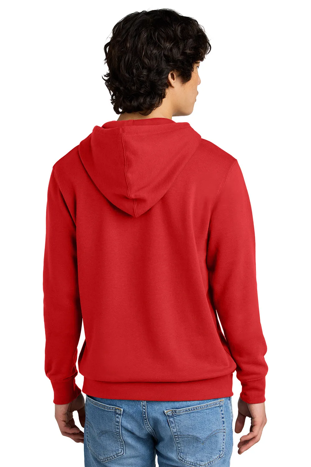 District Mens Very Important Fleece Hooded Sweatshirt Hoodie w/ Pouch Pocket - Fiery Red