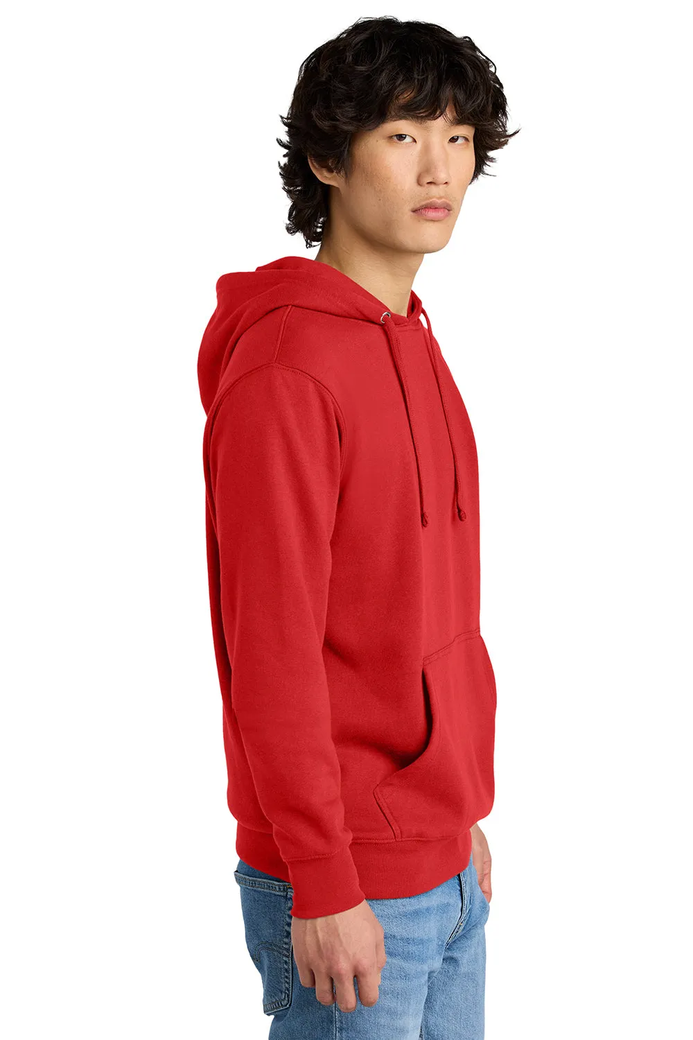 District Mens Very Important Fleece Hooded Sweatshirt Hoodie w/ Pouch Pocket - Fiery Red