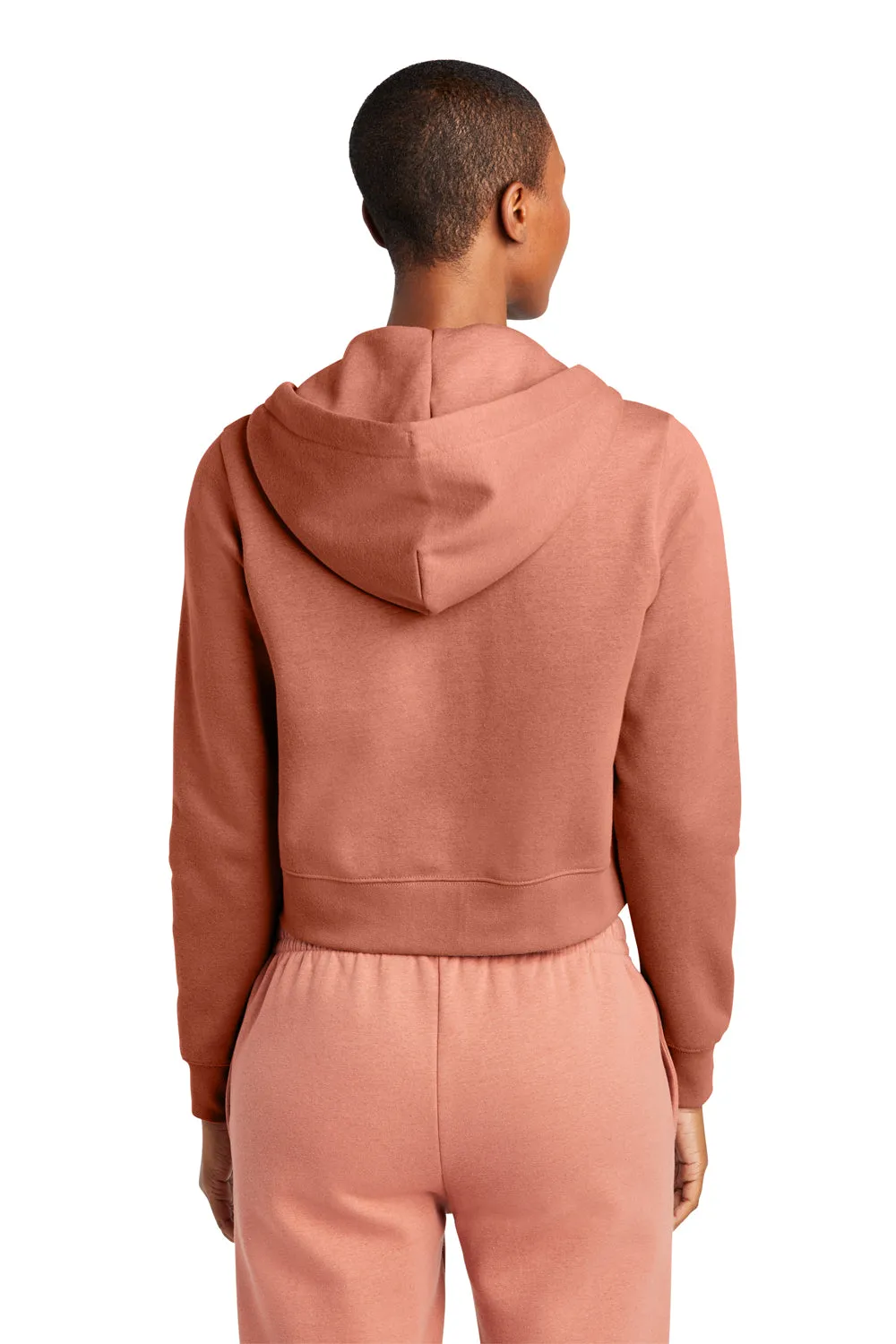 District Womens V.I.T. Fleece Full Zip Hooded Sweatshirt Hoodie w/ Pockets - Desert Rose