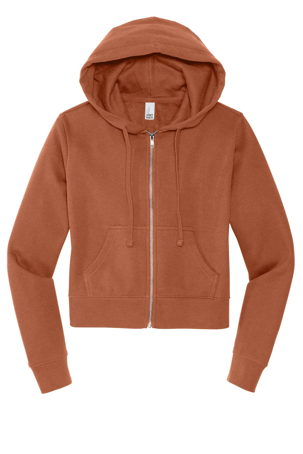 District Womens V.I.T. Fleece Full Zip Hooded Sweatshirt Hoodie w/ Pockets - Desert Rose