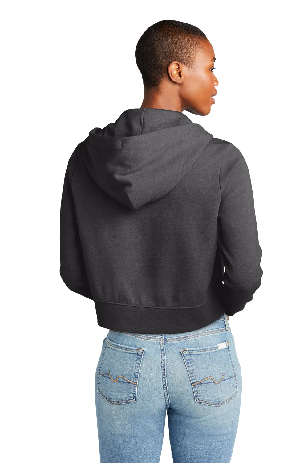 District Womens V.I.T. Fleece Full Zip Hooded Sweatshirt Hoodie w/ Pockets - Heather Charcoal Grey