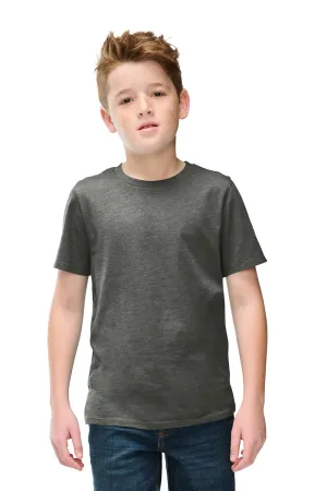 District Youth Perfect Blend CVC Short Sleeve Crewneck T-Shirt - Heather Charcoal Grey