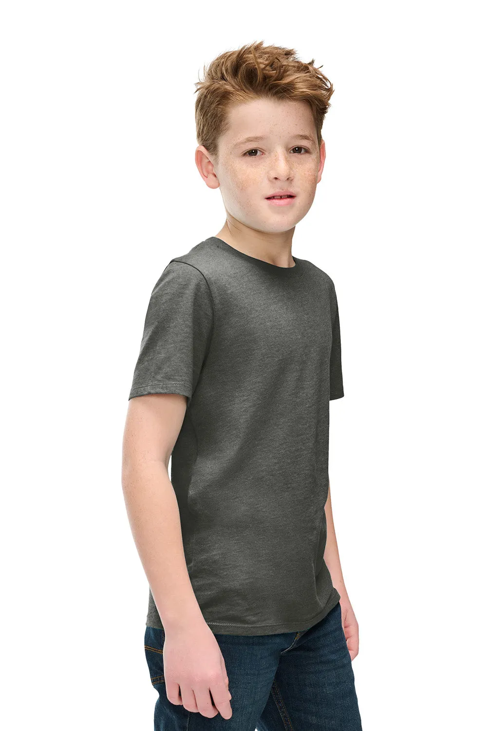 District Youth Perfect Blend CVC Short Sleeve Crewneck T-Shirt - Heather Charcoal Grey