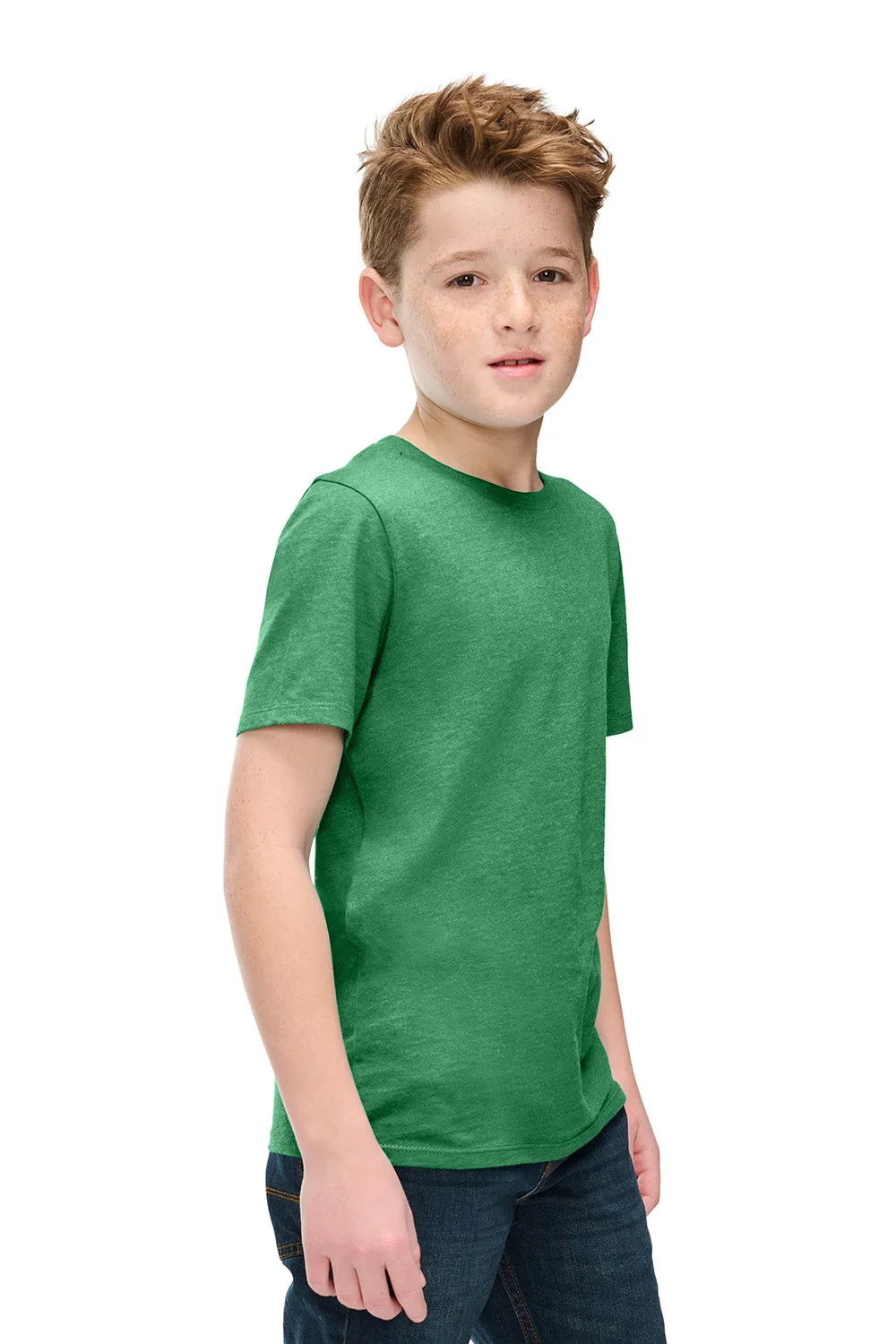 District Youth Perfect Blend CVC Short Sleeve Crewneck T-Shirt - Heather Kelly Green