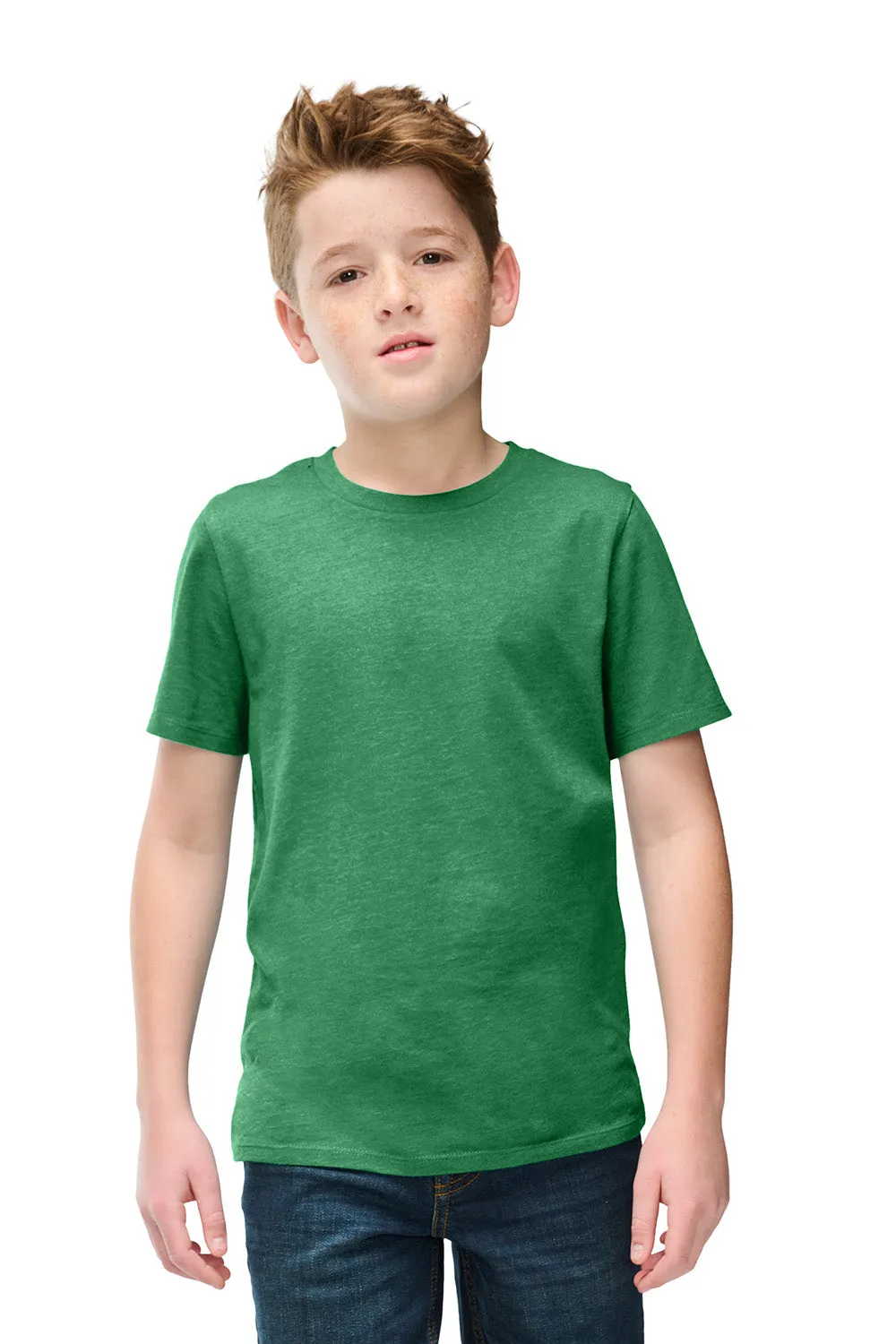 District Youth Perfect Blend CVC Short Sleeve Crewneck T-Shirt - Heather Kelly Green