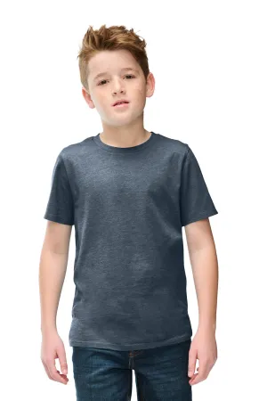 District Youth Perfect Blend CVC Short Sleeve Crewneck T-Shirt - Heather Navy Blue