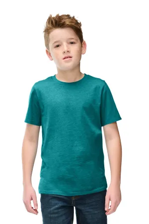 District Youth Perfect Blend CVC Short Sleeve Crewneck T-Shirt - Heather Teal Blue