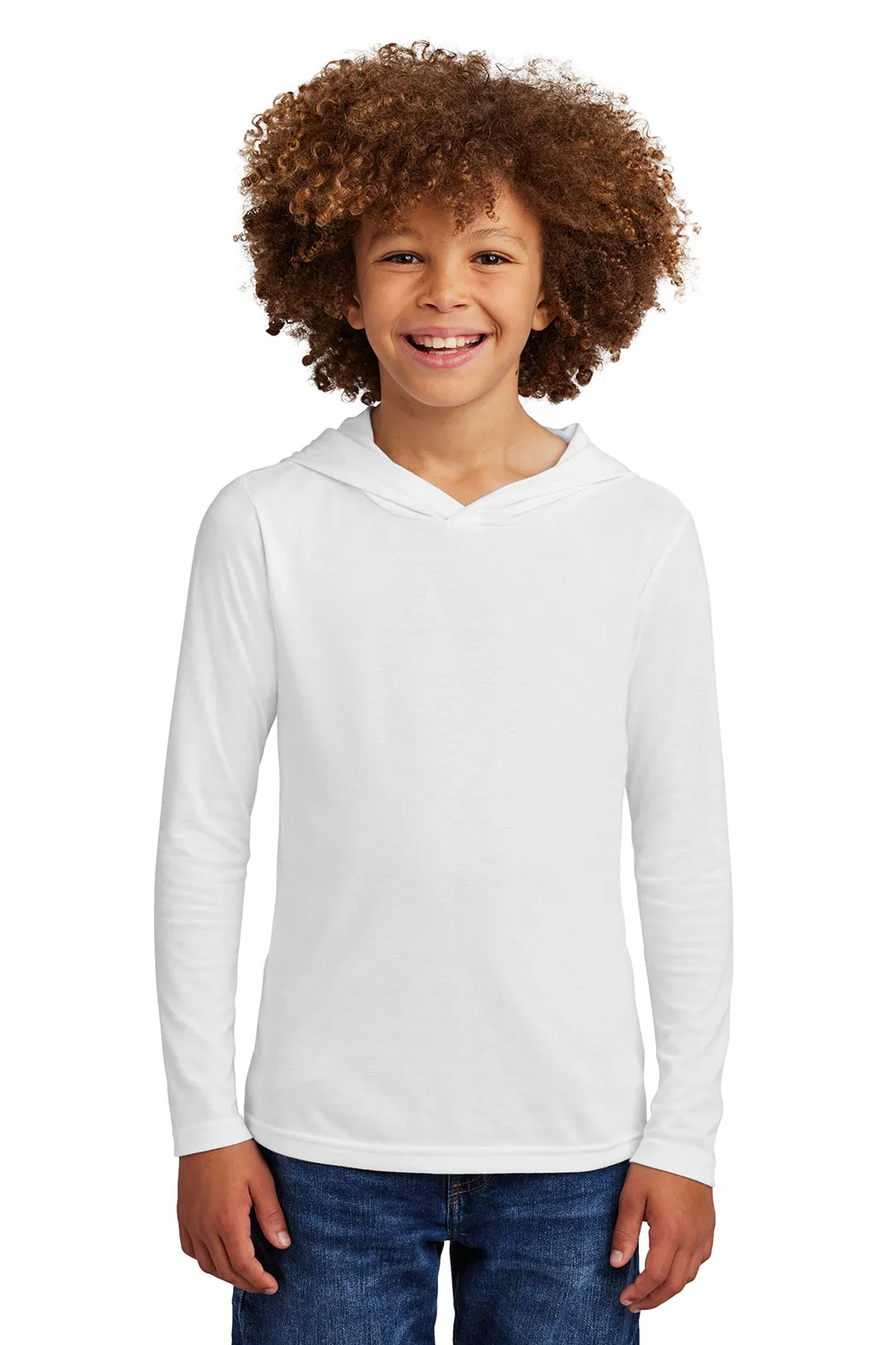 District Youth Perfect Long Sleeve Hooded T-Shirt Hoodie - White