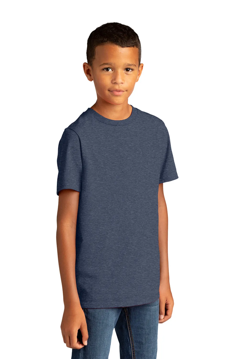 District Youth Re-Tee Short Sleeve Crewneck T-Shirt - Heather Navy Blue