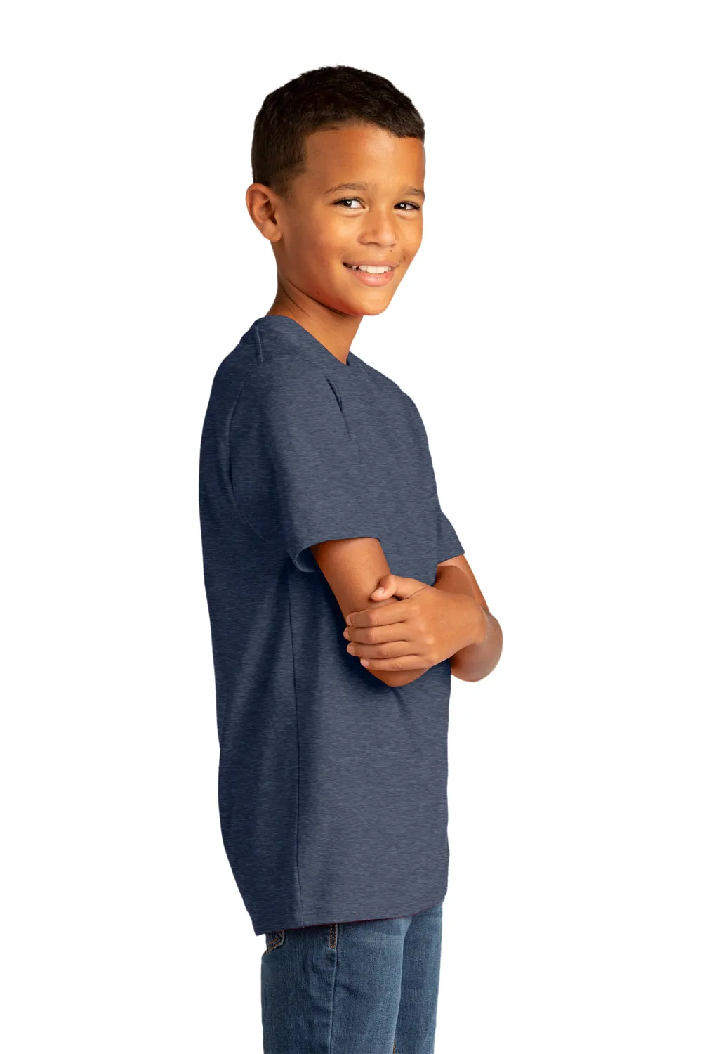 District Youth Re-Tee Short Sleeve Crewneck T-Shirt - Heather Navy Blue