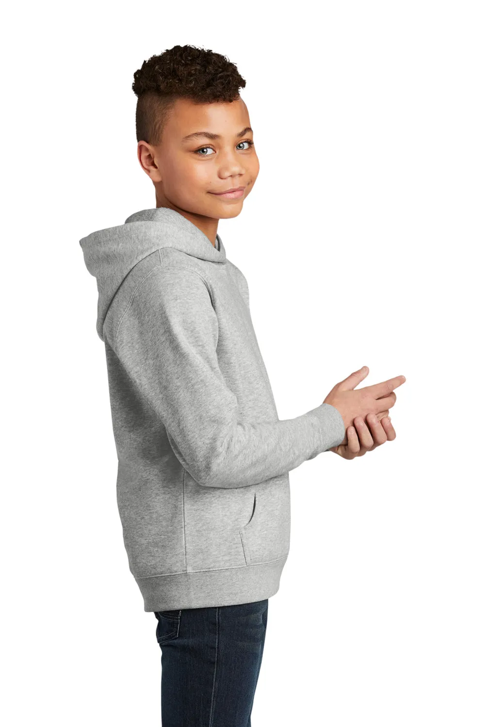 District Youth Very Important Fleece Hooded Sweatshirt Hoodie w/ Pouch Pocket - Heather Light Grey