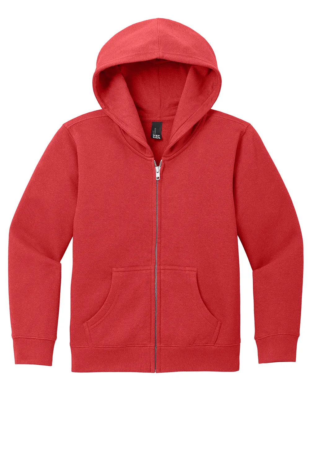 District Youth V.I.T. Fleece Full Zip Hooded Sweatshirt Hoodie w/ Pockets - Classic Red