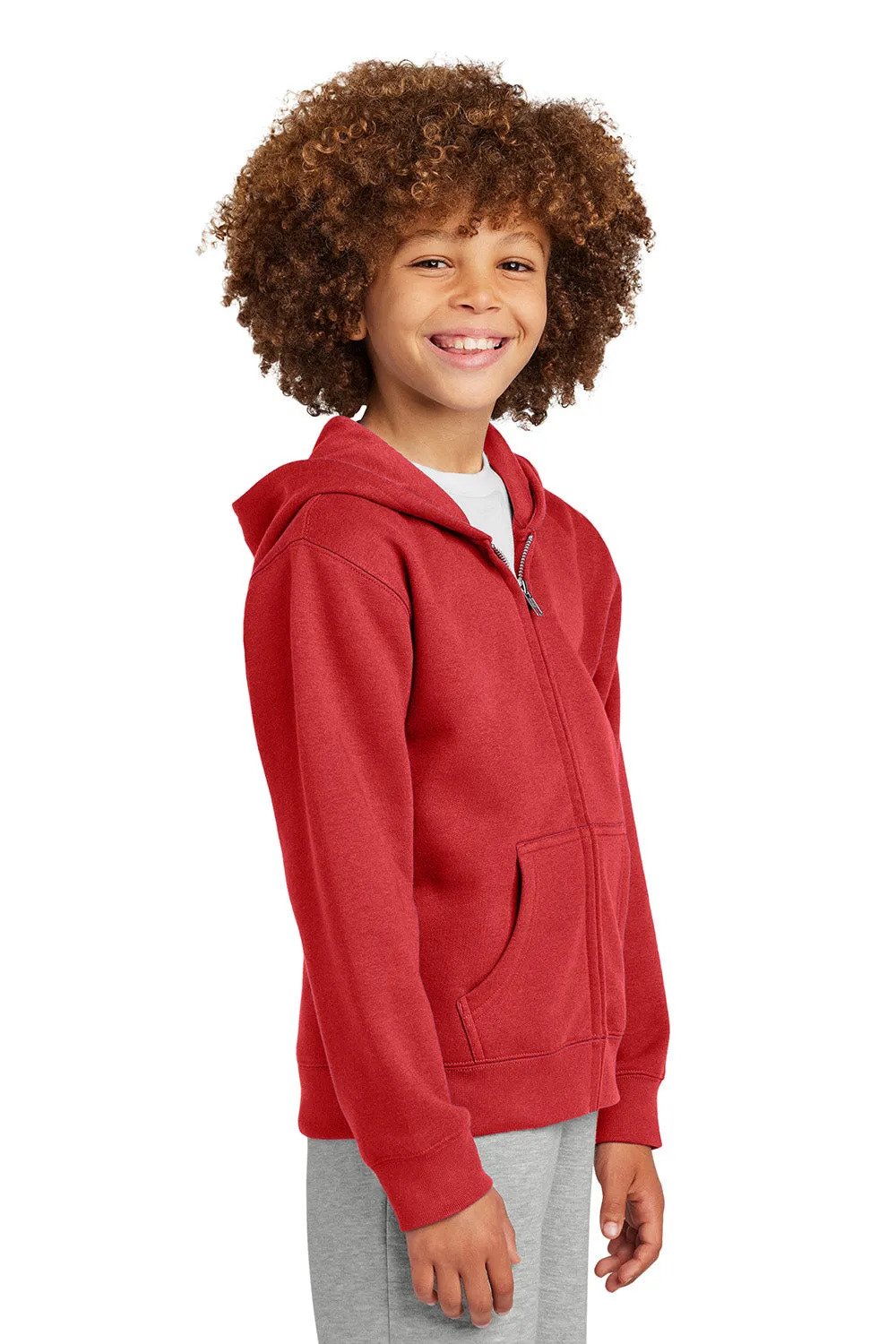 District Youth V.I.T. Fleece Full Zip Hooded Sweatshirt Hoodie w/ Pockets - Classic Red
