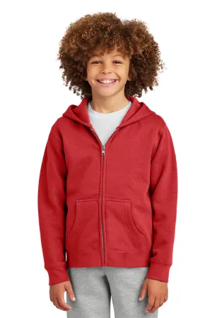 District Youth V.I.T. Fleece Full Zip Hooded Sweatshirt Hoodie w/ Pockets - Classic Red
