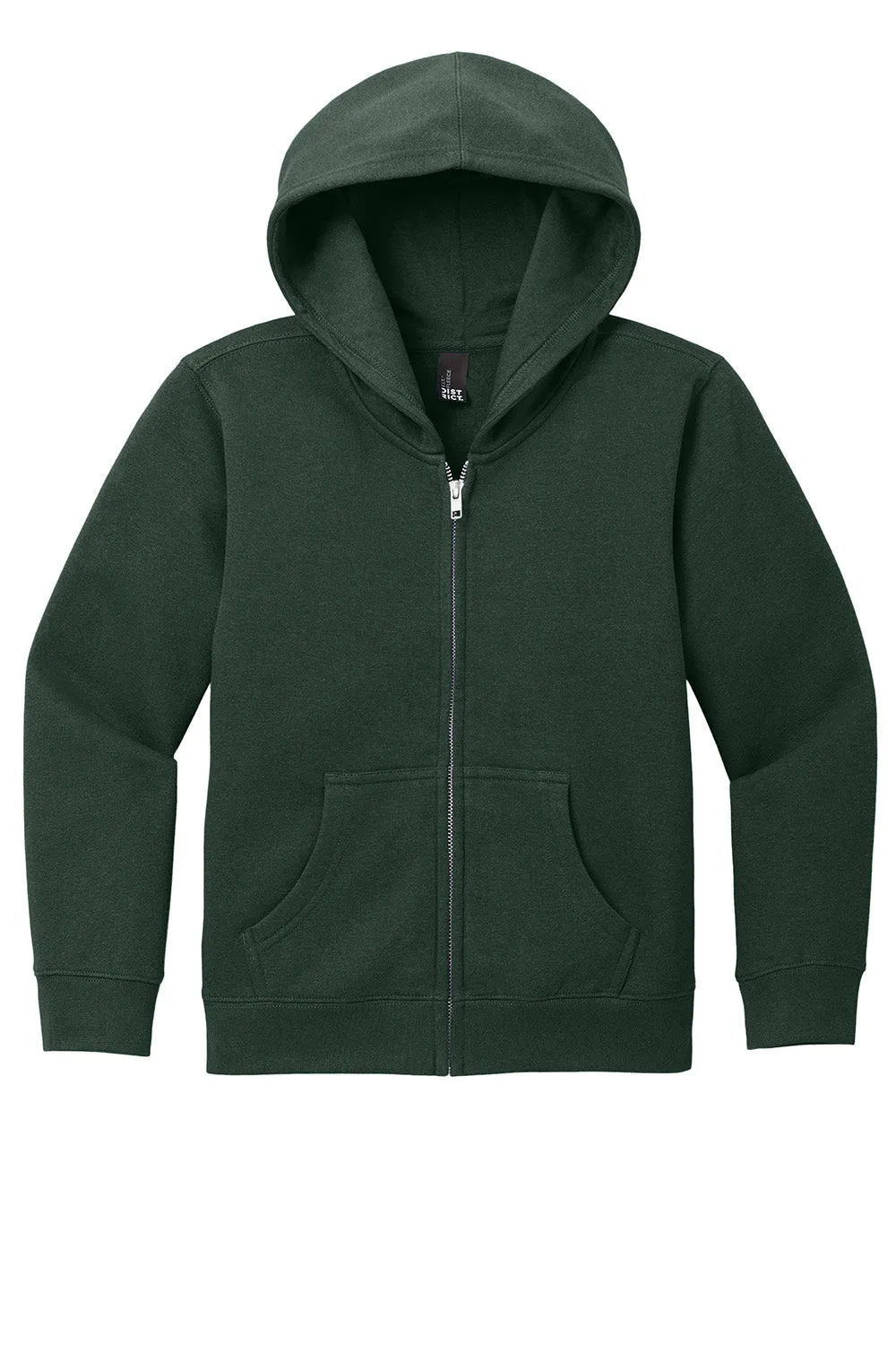District Youth V.I.T. Fleece Full Zip Hooded Sweatshirt Hoodie w/ Pockets - Forest Green