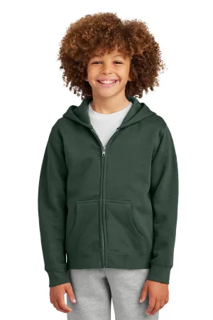District Youth V.I.T. Fleece Full Zip Hooded Sweatshirt Hoodie w/ Pockets - Forest Green